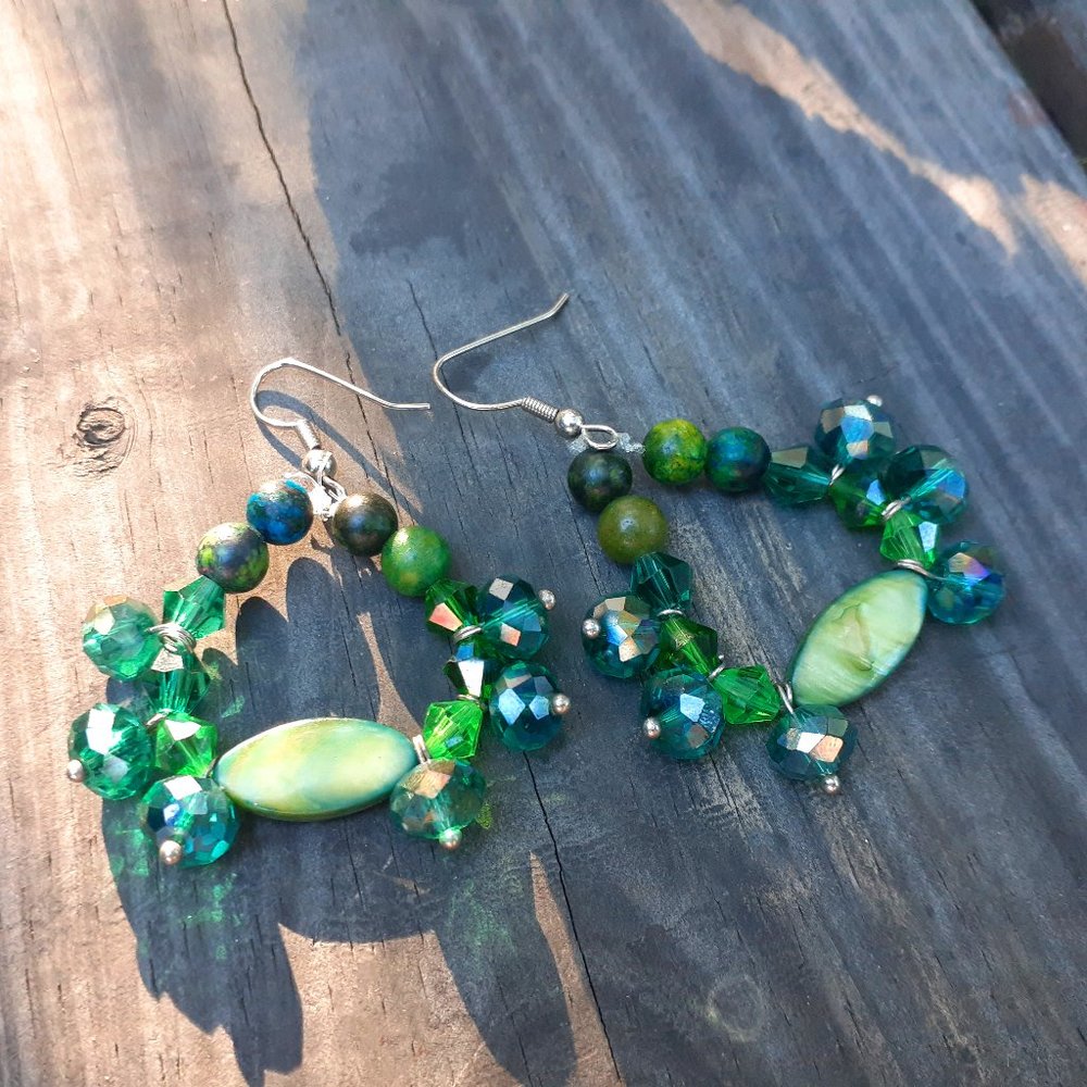 ABALONE Chrysocolla FACETED Earrings